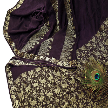 Vintage Purple Pure Silk Saree Handwoven Banarasi Sari 5Yd Zari Woven Indian Fabric Wedding Wear Dressmaking Textile Craft