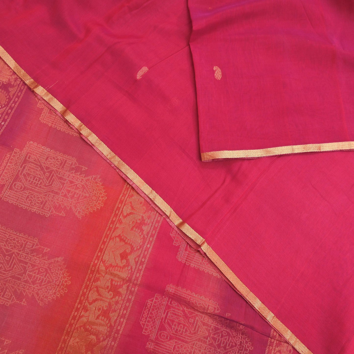 Indian Vintage Sari Pink & Orange Hand Woven Printed Sari 100% Pure Silk Sarees Craft Fabric 5yd Soft Zari Dress making Quilting Used
