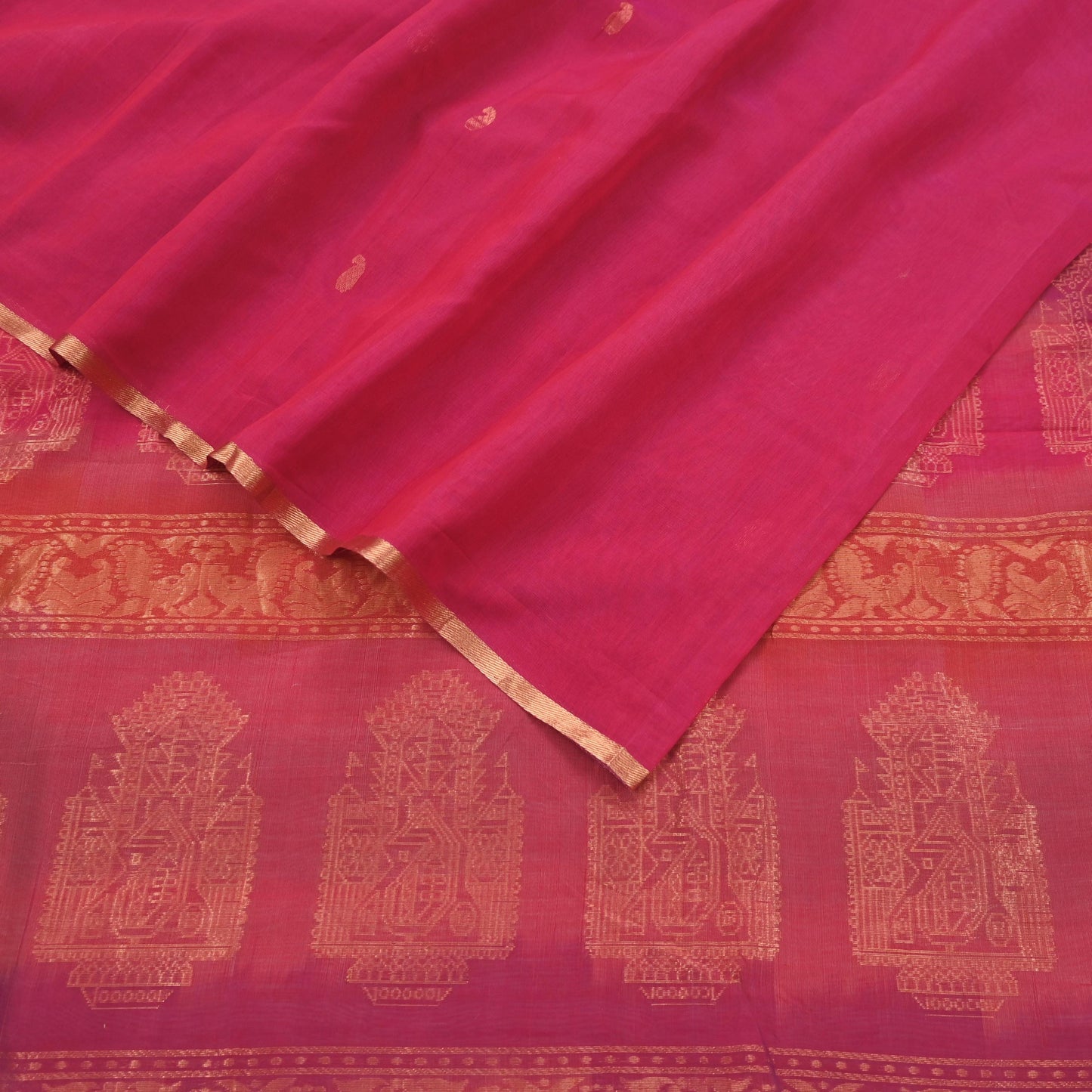 Indian Vintage Sari Pink & Orange Hand Woven Printed Sari 100% Pure Silk Sarees Craft Fabric 5yd Soft Zari Dress making Quilting Used