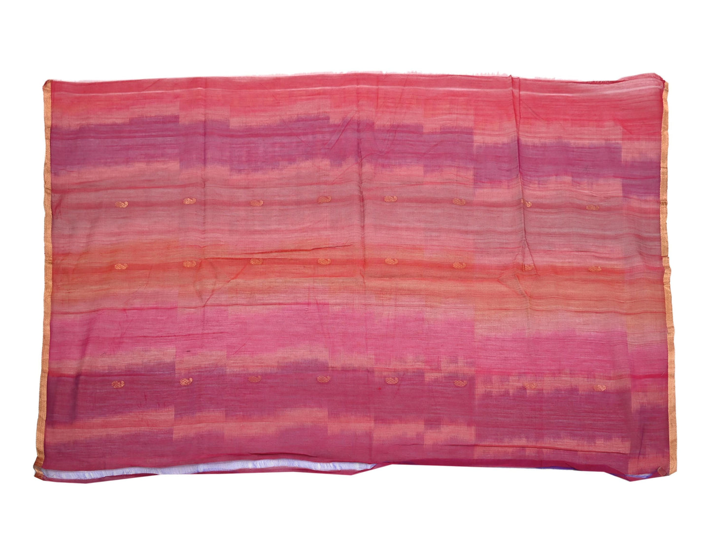 Indian Vintage Sari Pink & Orange Hand Woven Printed Sari 100% Pure Silk Sarees Craft Fabric 5yd Soft Zari Dress making Quilting Used