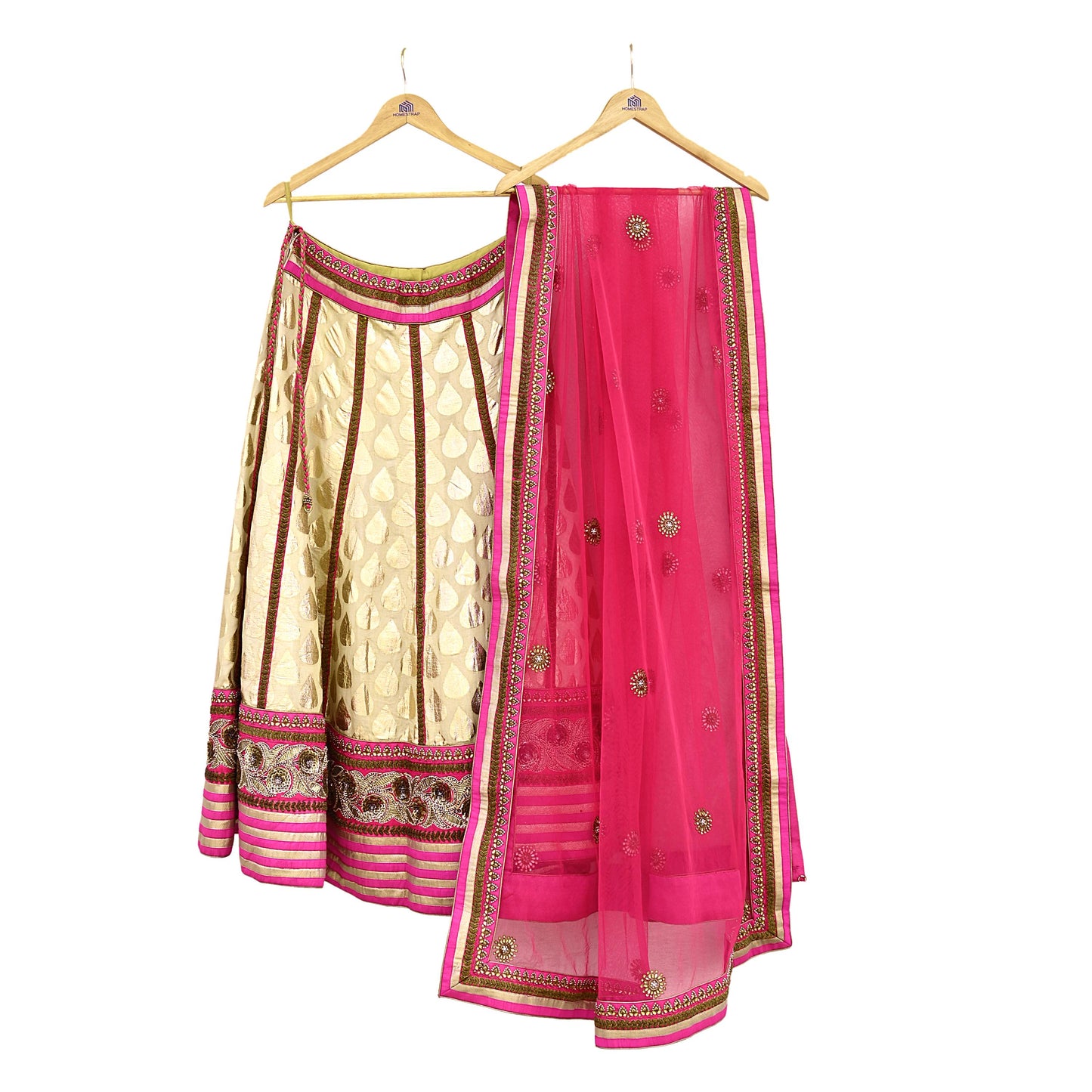 Indian Designer Bridal Lehenga Abu Jani Set Heavy Embroidered Chanderi Cotton Net Dupatta Preowned Wedding Couture Outfit Christmas Gift