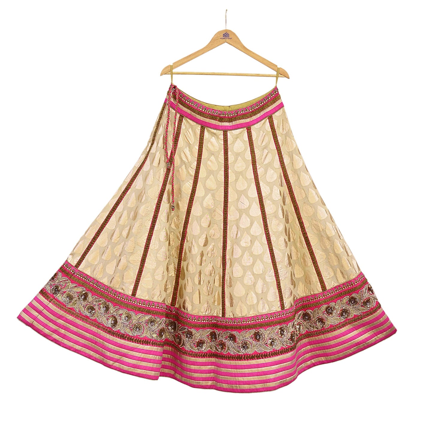 Indian Designer Bridal Lehenga Abu Jani Set Heavy Embroidered Chanderi Cotton Net Dupatta Preowned Wedding Couture Outfit Christmas Gift