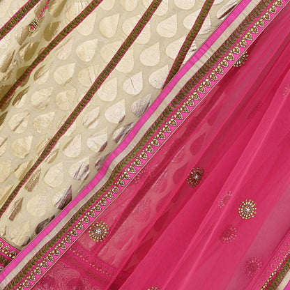 Indian Designer Bridal Lehenga Abu Jani Set Heavy Embroidered Chanderi Cotton Net Dupatta Preowned Wedding Couture Outfit Christmas Gift