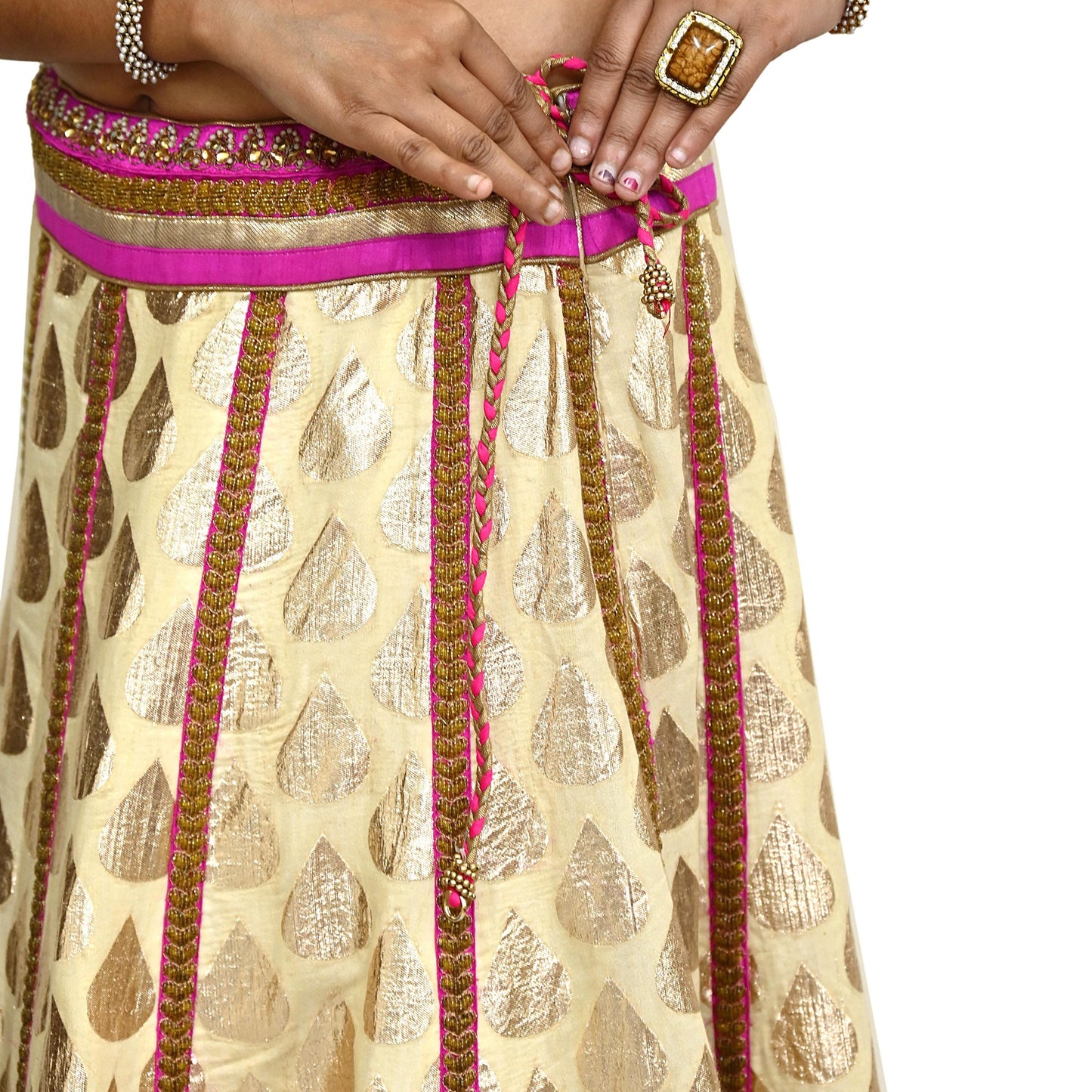 Indian Designer Bridal Lehenga Abu Jani Set Heavy Embroidered Chanderi Cotton Net Dupatta Preowned Wedding Couture Outfit Christmas Gift