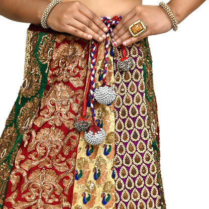 Indian Sabyasachi Bridal Lehenga Set Golden Multi Hand Embroidered Peacock Design Zardozi Dupatta Preowned Wedding Outfit
