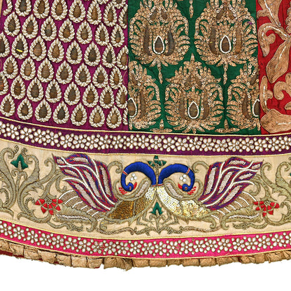 Indian Sabyasachi Bridal Lehenga Set Golden Multi Hand Embroidered Peacock Design Zardozi Dupatta Preowned Wedding Outfit