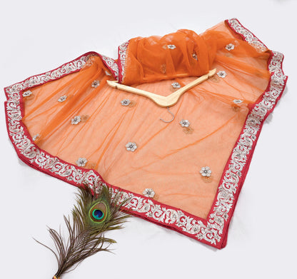 Designer Sabyasachi Red Orange Raw Silk Hand Embroidered Bridal Lehenga 2Pc Set Zardozi Dabka Heavy Wedding Outfit Designer Couture