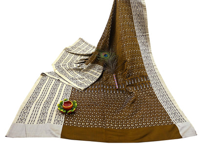 Vintage Green Banarasi Silk Saree Pure Satin Silk Handwoven Tanchoi Fabric with Floral Weave 5 Yard Dressmaking Craft Material