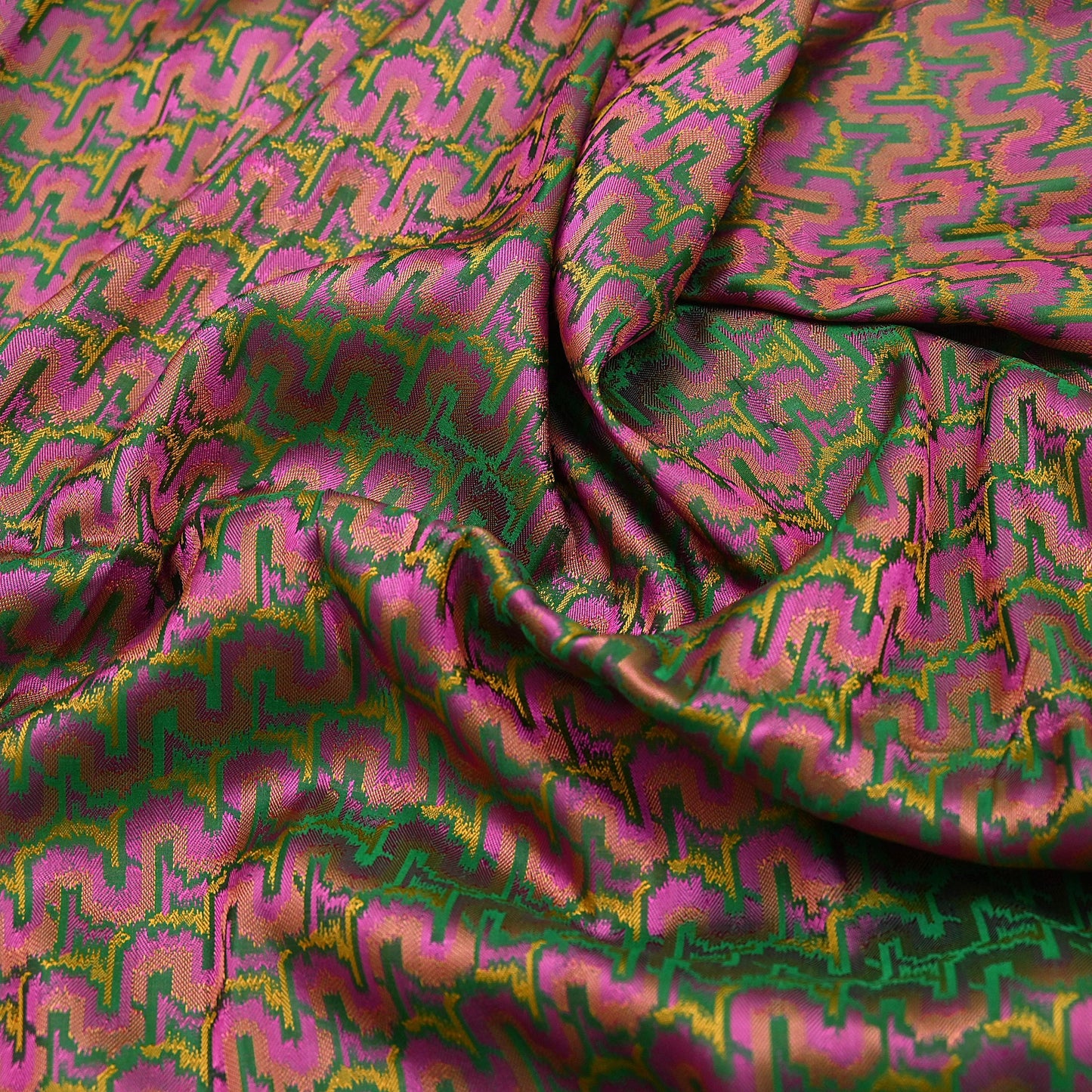 Vintage Green Banarasi Silk Saree Pure Satin Silk Handwoven Tanchoi Fabric with Paisley Weave 5 Yard Dressmaking Craft Material
