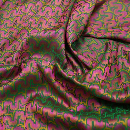 Vintage Green Banarasi Silk Saree Pure Satin Silk Handwoven Tanchoi Fabric with Paisley Weave 5 Yard Dressmaking Craft Material