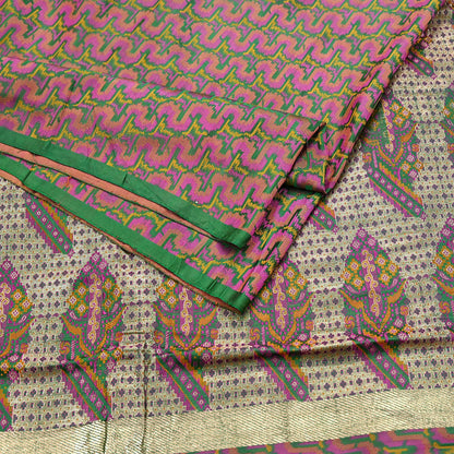Vintage Green Banarasi Silk Saree Pure Satin Silk Handwoven Tanchoi Fabric with Paisley Weave 5 Yard Dressmaking Craft Material