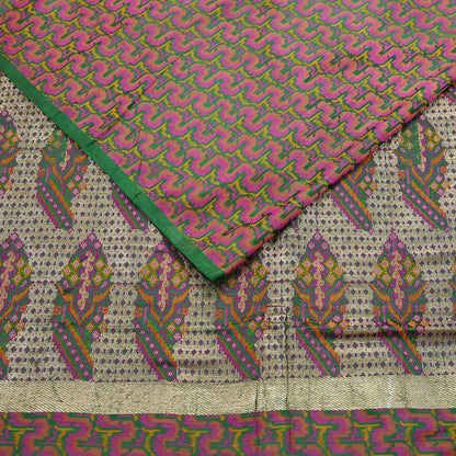 Vintage Green Banarasi Silk Saree Pure Satin Silk Handwoven Tanchoi Fabric with Paisley Weave 5 Yard Dressmaking Craft Material