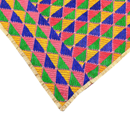 Indian Vintage Pink Wedding Dupatta Long Stole Pure Cotton Hand Embroidered Bagh Phulkari Stole Scarves