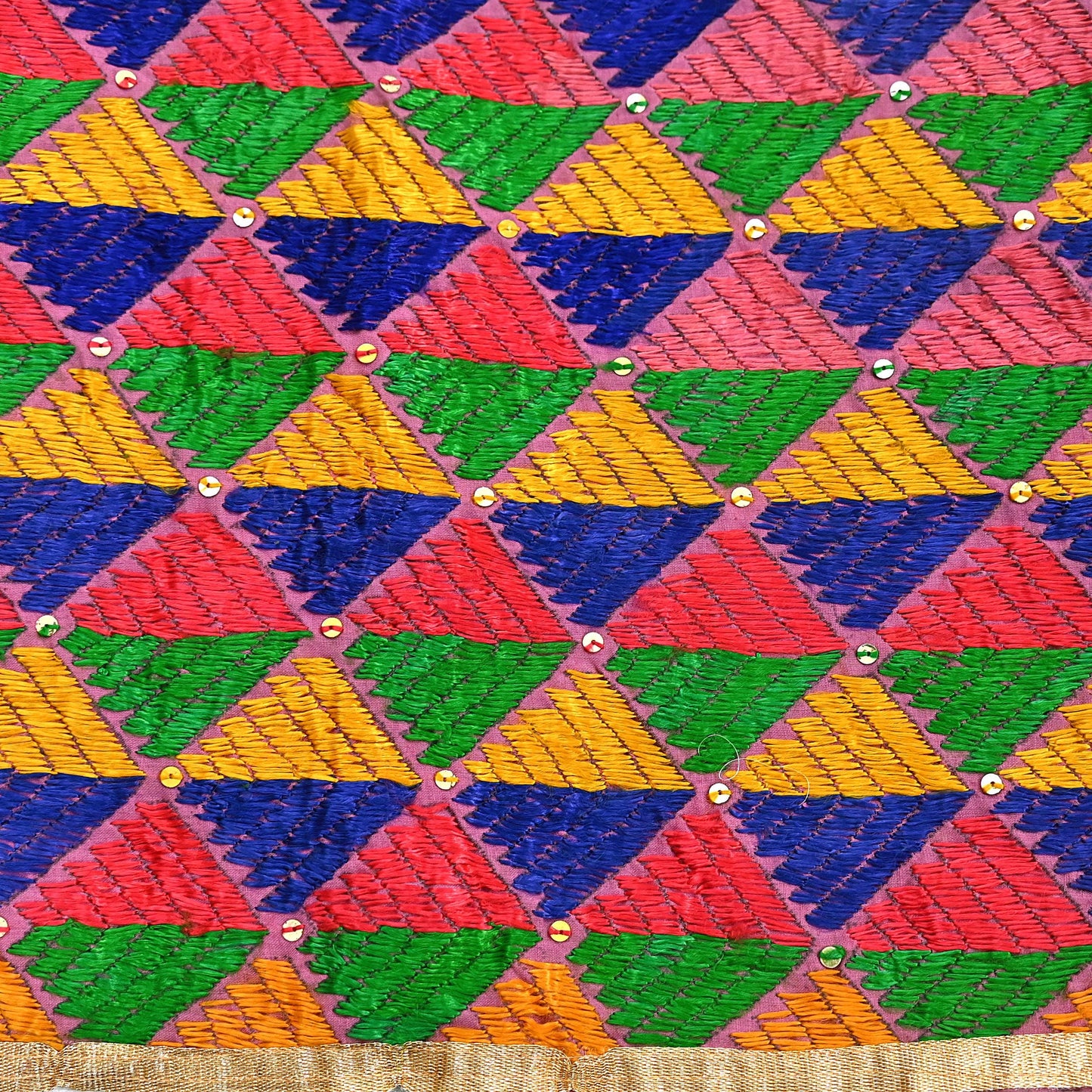 Indian Vintage Pink Wedding Dupatta Long Stole Pure Cotton Hand Embroidered Bagh Phulkari Stole Scarves
