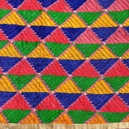 Indian Vintage Pink Wedding Dupatta Long Stole Pure Cotton Hand Embroidered Bagh Phulkari Stole Scarves