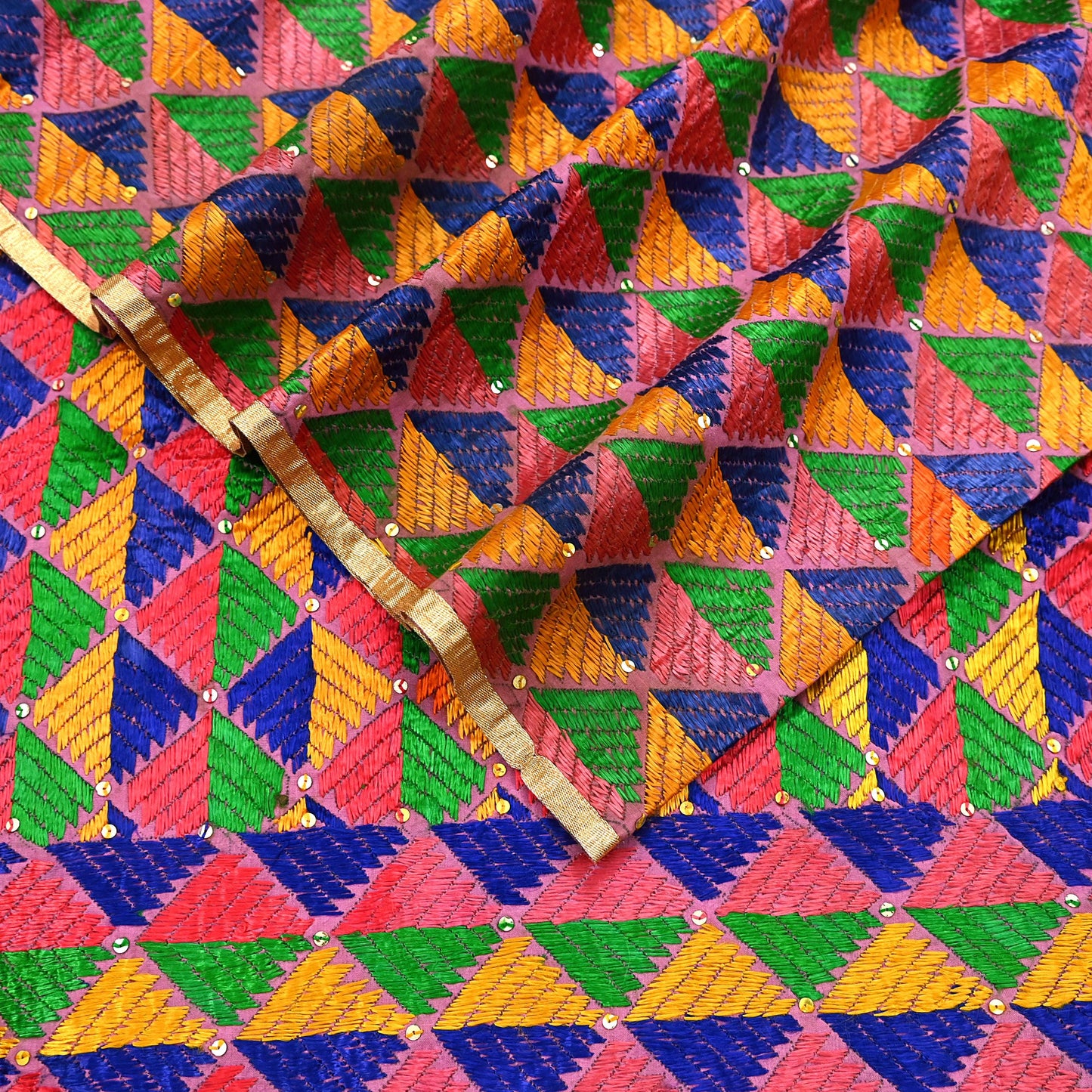 Indian Vintage Pink Wedding Dupatta Long Stole Pure Cotton Hand Embroidered Bagh Phulkari Stole Scarves