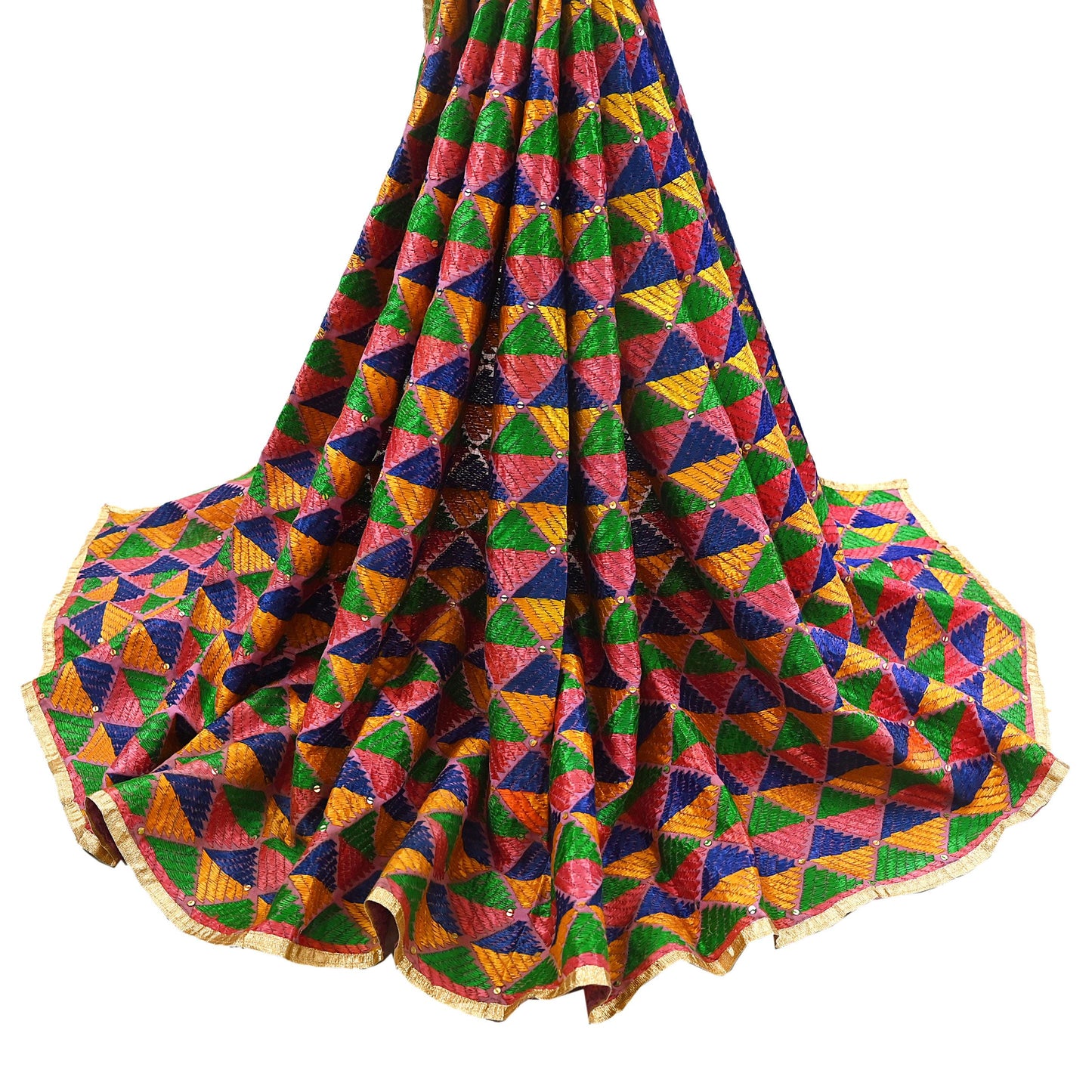 Indian Vintage Pink Wedding Dupatta Long Stole Pure Cotton Hand Embroidered Bagh Phulkari Stole Scarves