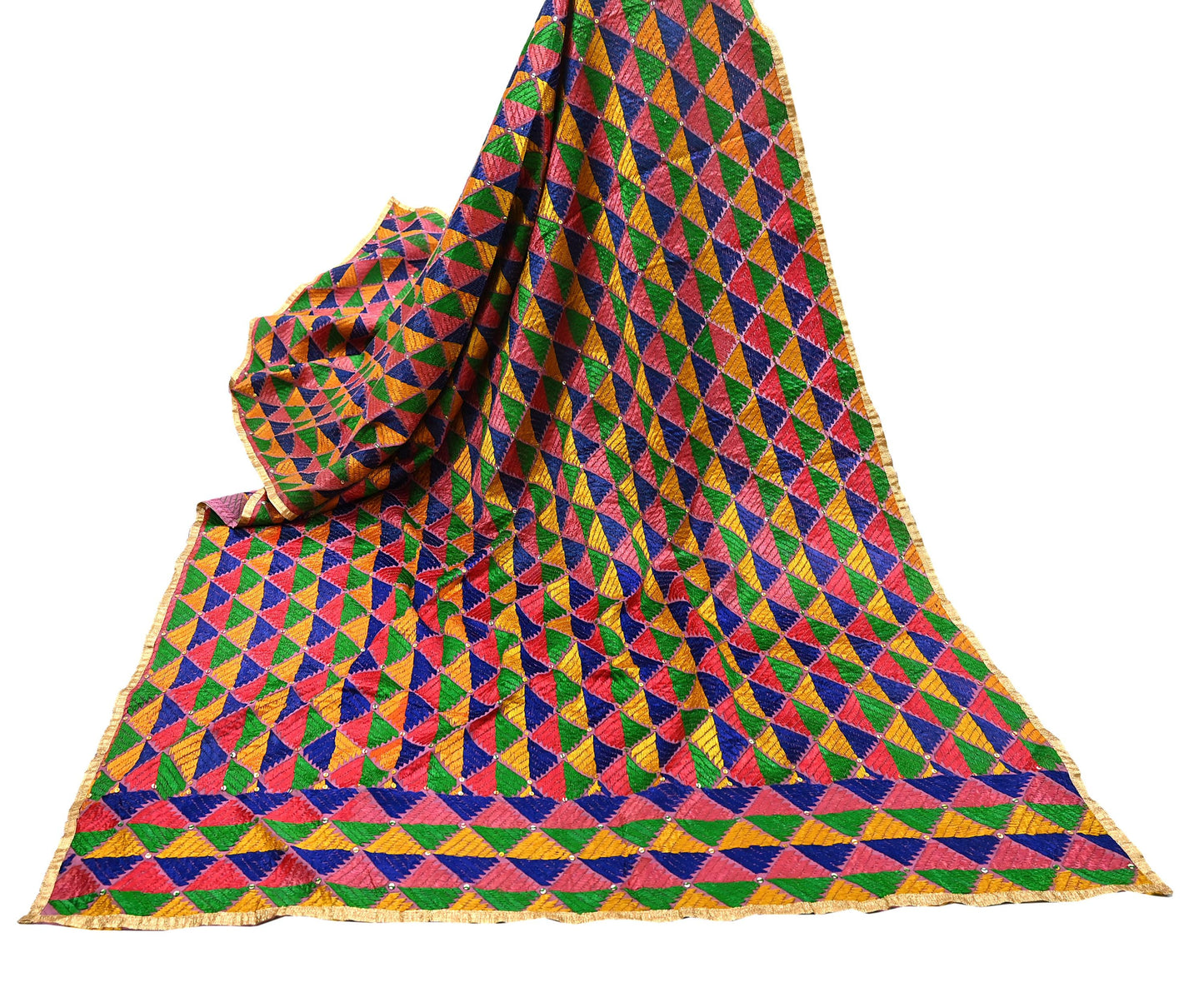 Indian Vintage Pink Wedding Dupatta Long Stole Pure Cotton Hand Embroidered Bagh Phulkari Stole Scarves