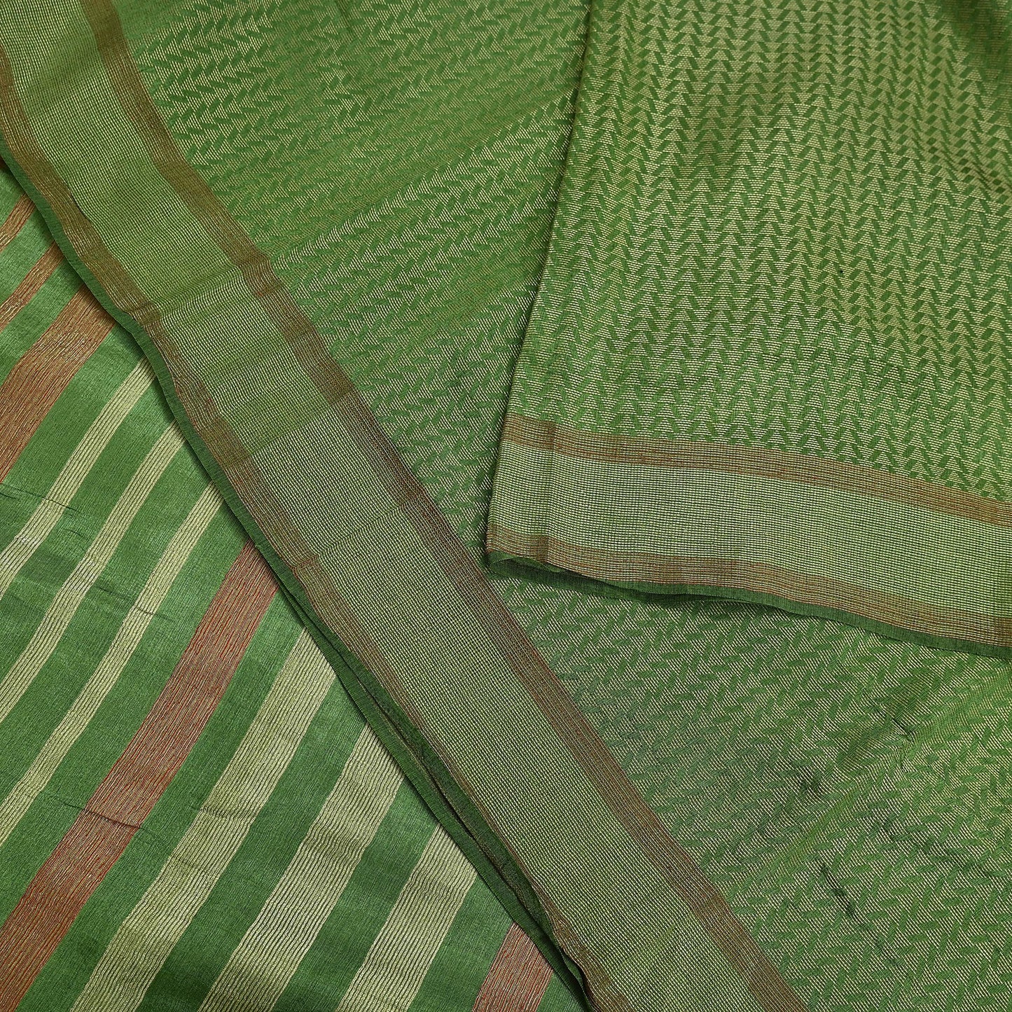 Indian Vintage Heavy Sari Green Pure Khadi Silk Handloom Saree Craft Fabric 5yd Ethnic Wear Dress making For Crafting Quilting