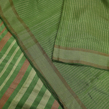 Indian Vintage Heavy Sari Green Pure Khadi Silk Handloom Saree Craft Fabric 5yd Ethnic Wear Dress making For Crafting Quilting