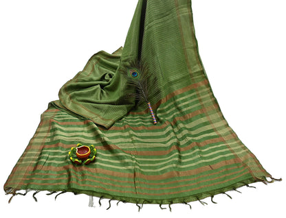Indian Vintage Heavy Sari Green Pure Khadi Silk Handloom Saree Craft Fabric 5yd Ethnic Wear Dress making For Crafting Quilting