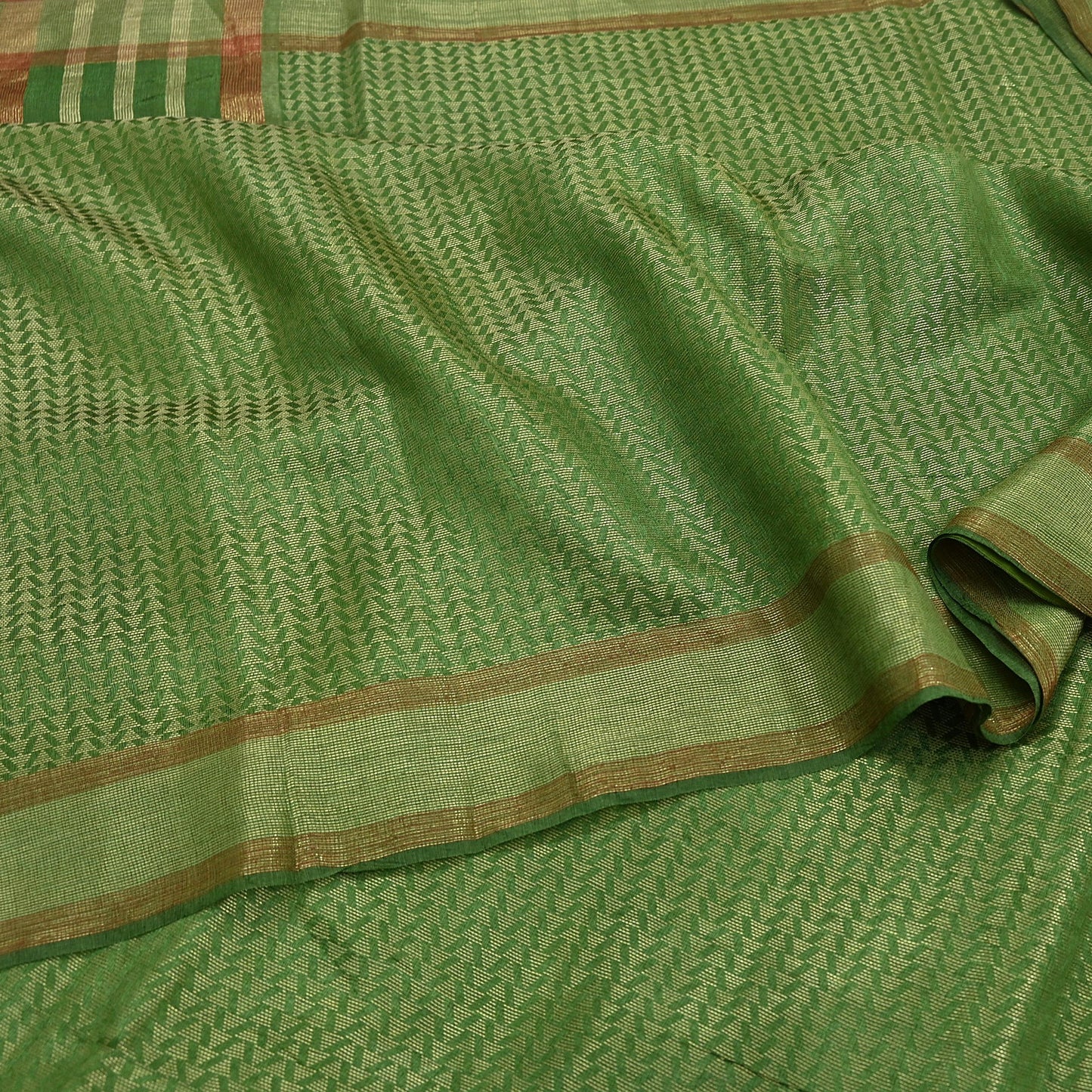 Indian Vintage Heavy Sari Green Pure Khadi Silk Handloom Saree Craft Fabric 5yd Ethnic Wear Dress making For Crafting Quilting