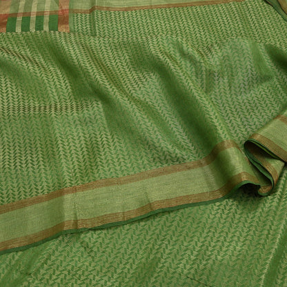 Indian Vintage Heavy Sari Green Pure Khadi Silk Handloom Saree Craft Fabric 5yd Ethnic Wear Dress making For Crafting Quilting