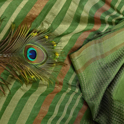 Indian Vintage Heavy Sari Green Pure Khadi Silk Handloom Saree Craft Fabric 5yd Ethnic Wear Dress making For Crafting Quilting