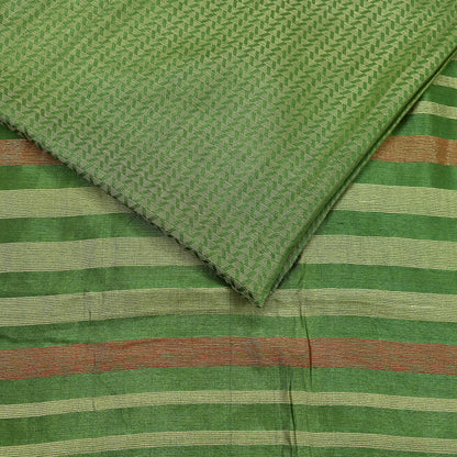 Indian Vintage Heavy Sari Green Pure Khadi Silk Handloom Saree Craft Fabric 5yd Ethnic Wear Dress making For Crafting Quilting