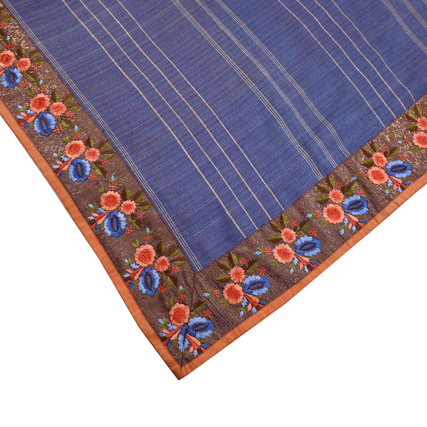 Vintage Blue beige Green Wool Saree Indian Pure Wool Floral Woven Fabric 5 Yard Soft Warm Craft Material for Winter Dressmaking & Sewing