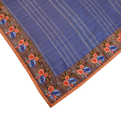 Vintage Blue beige Green Wool Saree Indian Pure Wool Floral Woven Fabric 5 Yard Soft Warm Craft Material for Winter Dressmaking & Sewing