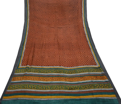 Vintage Maroon Brown Wool Saree Indian Pure Wool Floral Woven Fabric 5 Yard Soft Warm Craft Material for Winter Dressmaking & Sewing