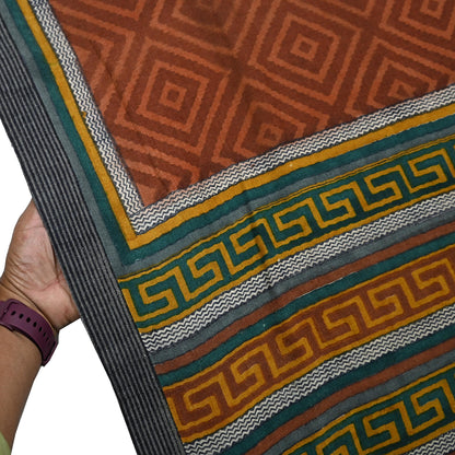 Vintage Maroon Brown Wool Saree Indian Pure Wool Floral Woven Fabric 5 Yard Soft Warm Craft Material for Winter Dressmaking & Sewing