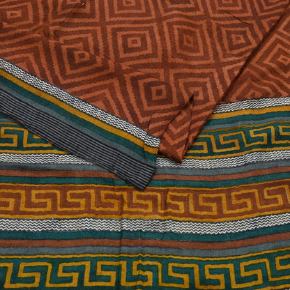 Vintage Maroon Brown Wool Saree Indian Pure Wool Floral Woven Fabric 5 Yard Soft Warm Craft Material for Winter Dressmaking & Sewing