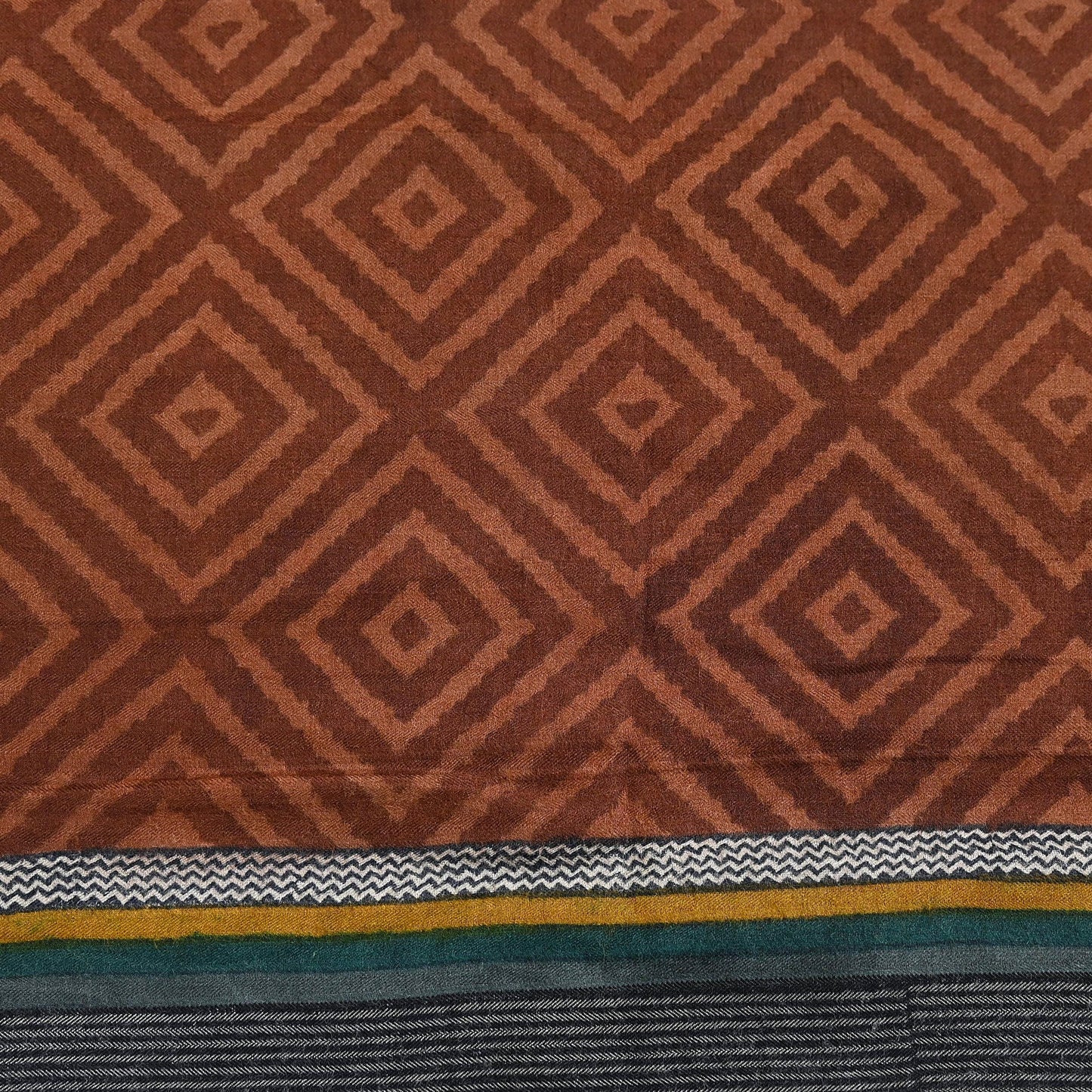 Vintage Maroon Brown Wool Saree Indian Pure Wool Floral Woven Fabric 5 Yard Soft Warm Craft Material for Winter Dressmaking & Sewing