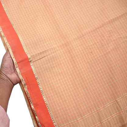 Indian Vintage Sari Beige Mysore Silk Woven Saree with Zari Border 5 Yards Soft Craft Fabric Upcycle, Quilting, Dressmaking