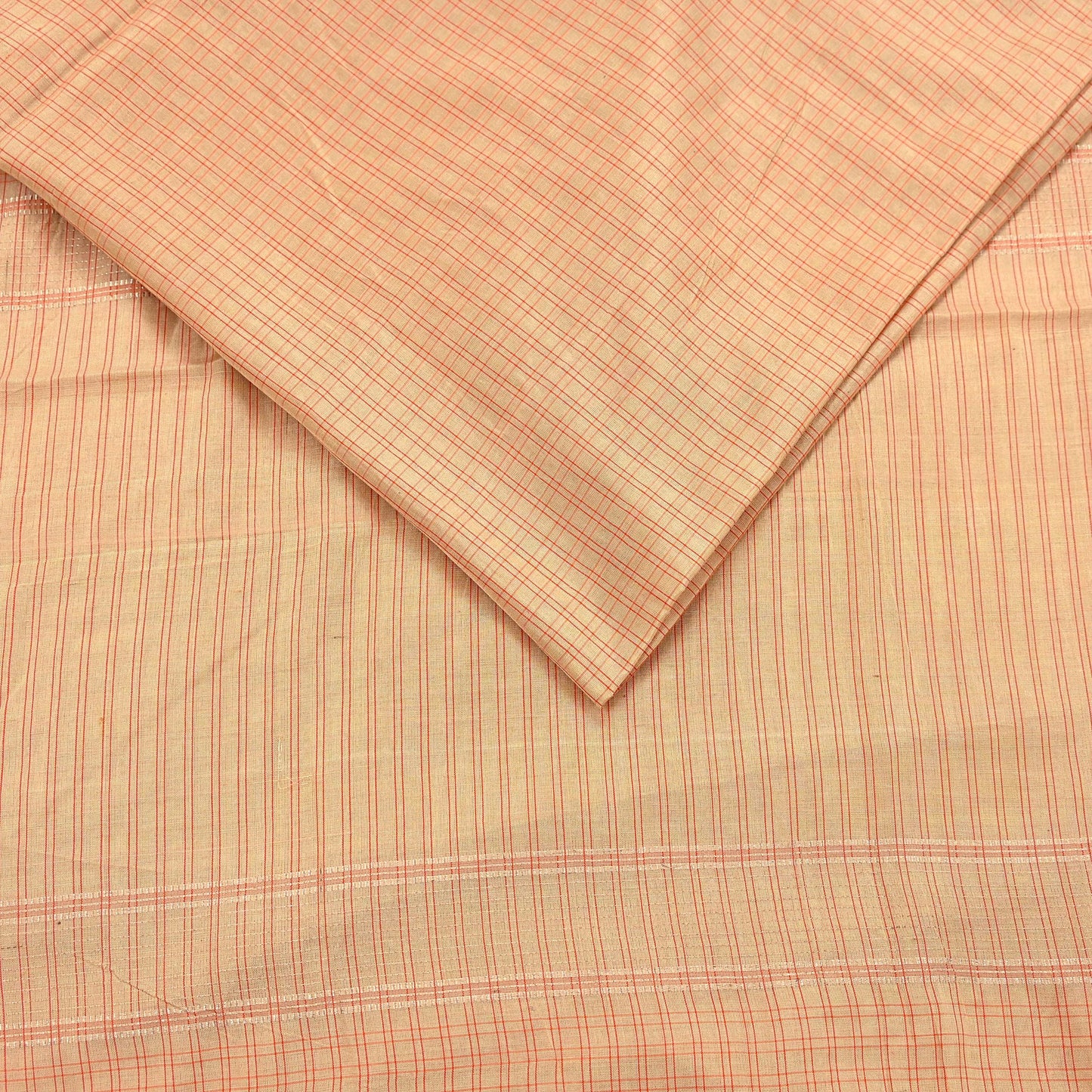 Indian Vintage Sari Beige Mysore Silk Woven Saree with Zari Border 5 Yards Soft Craft Fabric Upcycle, Quilting, Dressmaking