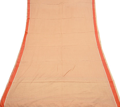 Indian Vintage Sari Beige Mysore Silk Woven Saree with Zari Border 5 Yards Soft Craft Fabric Upcycle, Quilting, Dressmaking