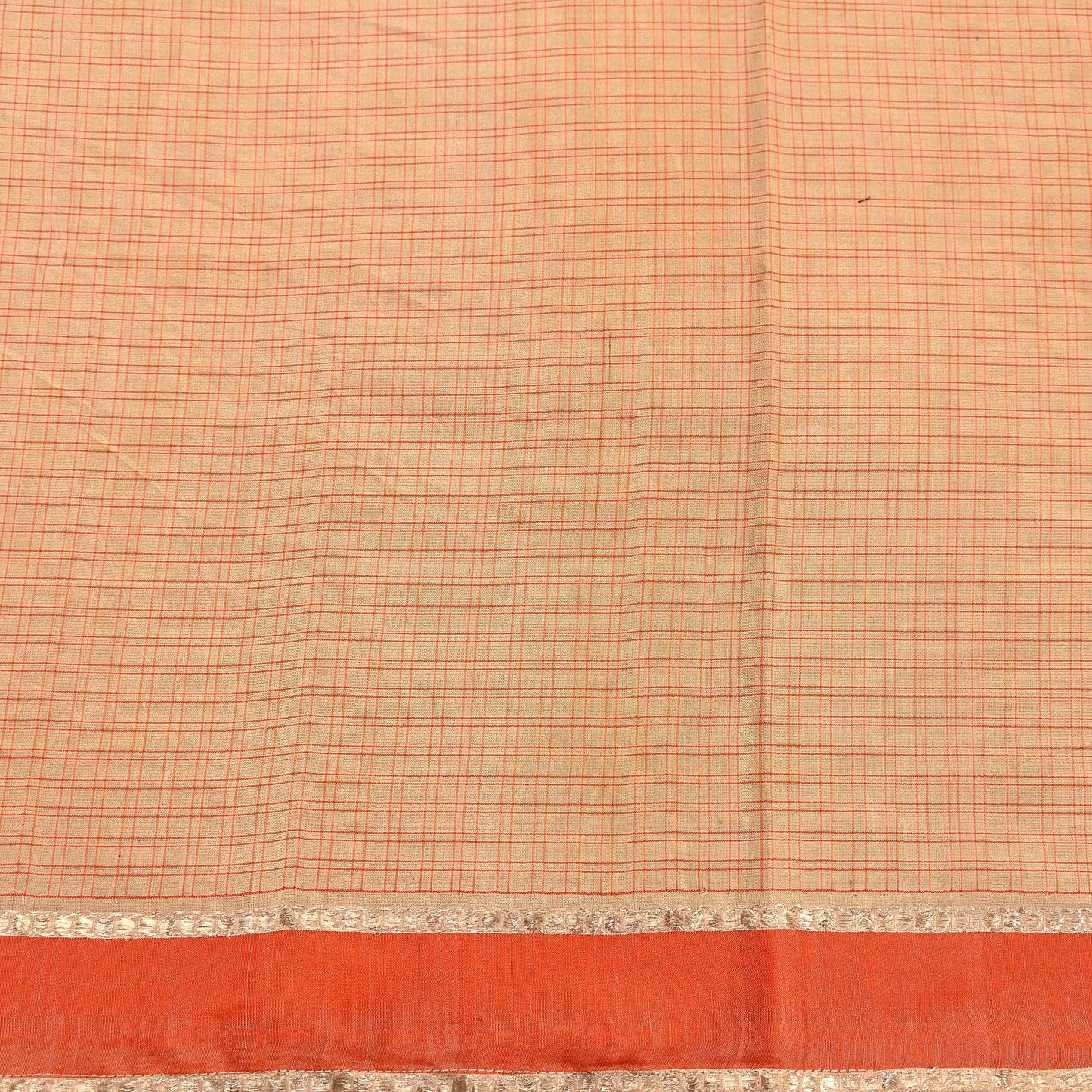 Indian Vintage Sari Beige Mysore Silk Woven Saree with Zari Border 5 Yards Soft Craft Fabric Upcycle, Quilting, Dressmaking