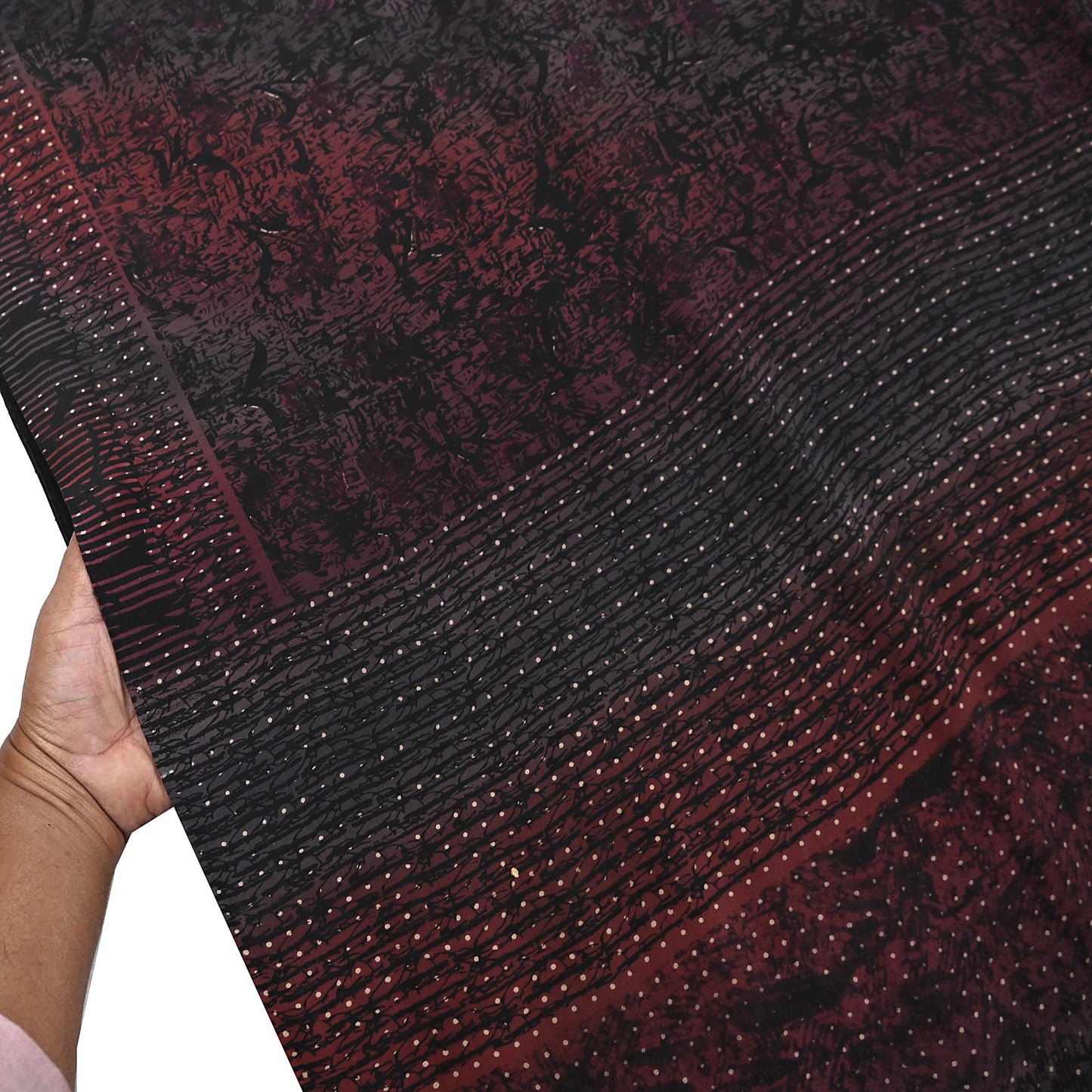 Indian Vintage brown black Pure Crepe Silk Saree Floral Print 5 Yards Soft Sewing Fabric for Dressmaking, Quilting, Crafting Upcycling