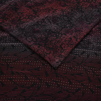 Indian Vintage brown black Pure Crepe Silk Saree Floral Print 5 Yards Soft Sewing Fabric for Dressmaking, Quilting, Crafting Upcycling