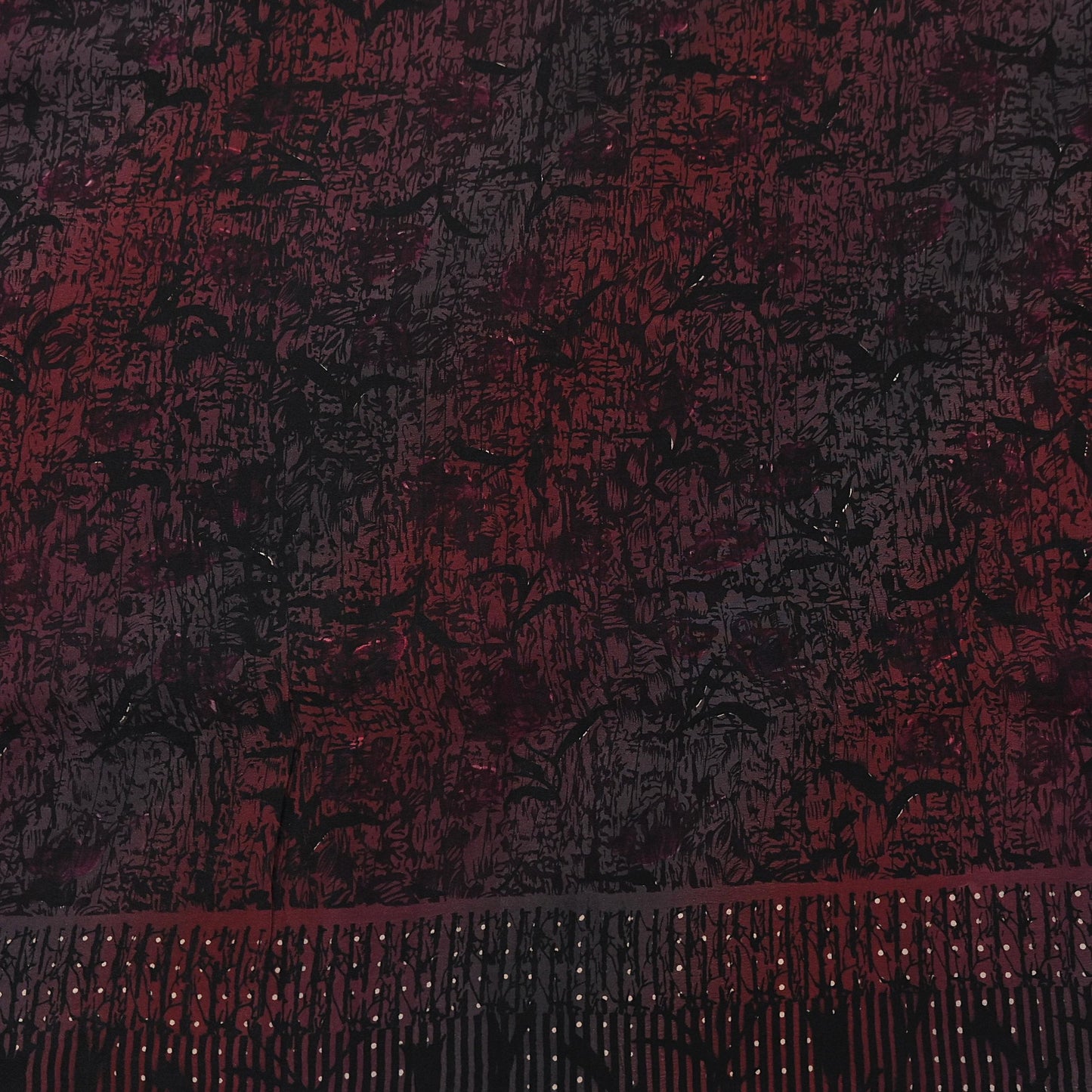 Indian Vintage brown black Pure Crepe Silk Saree Floral Print 5 Yards Soft Sewing Fabric for Dressmaking, Quilting, Crafting Upcycling