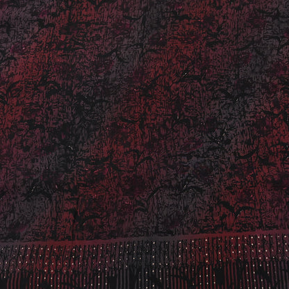 Indian Vintage brown black Pure Crepe Silk Saree Floral Print 5 Yards Soft Sewing Fabric for Dressmaking, Quilting, Crafting Upcycling