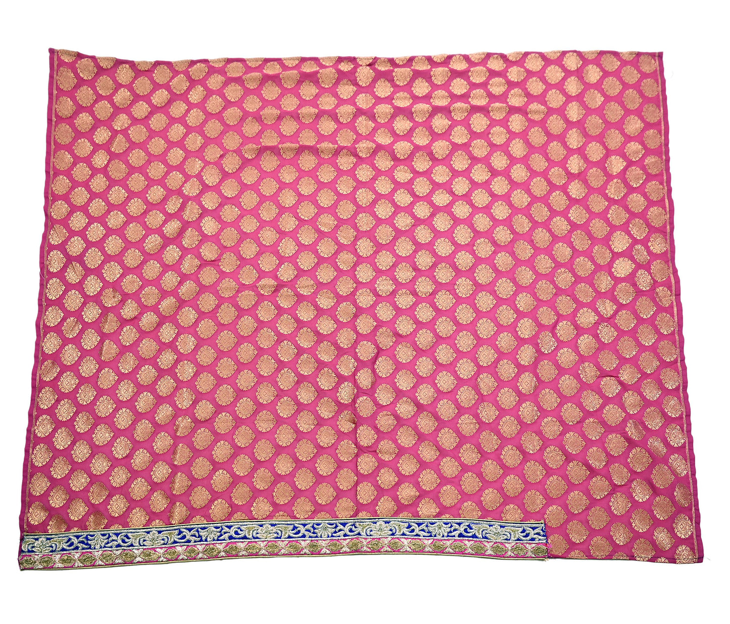 Indian Heavy Magenta & Orange Raw Silk Hand Embroidered Anamika Khanna Bridal Lehenga 3pc Set with Net Dupatta Blouse Fabric