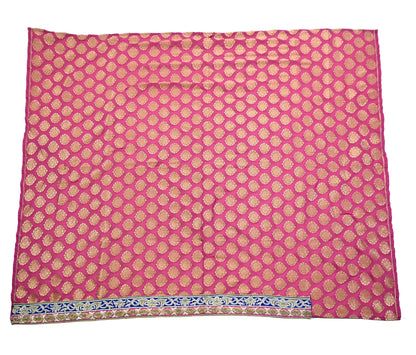 Indian Heavy Magenta & Orange Raw Silk Hand Embroidered Anamika Khanna Bridal Lehenga 3pc Set with Net Dupatta Blouse Fabric