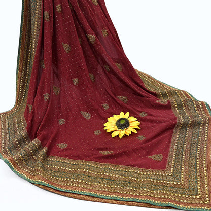 Indian Maroon Pure Silk Ritu Kumar Lehenga 3pcs Set Hand Embroidered Bridal Outfit  Designer Bollywood Party Wear Ethnic Dress
