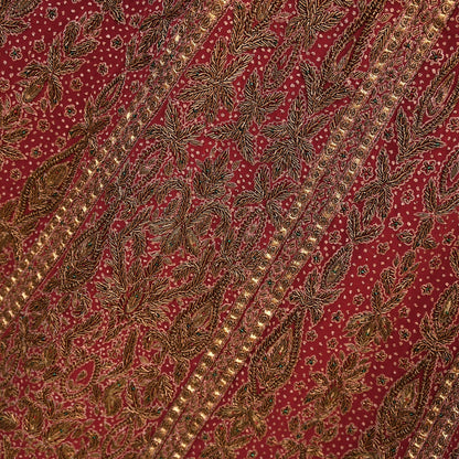 Indian Maroon Pure Silk Ritu Kumar Lehenga 3pcs Set Hand Embroidered Bridal Outfit  Designer Bollywood Party Wear Ethnic Dress