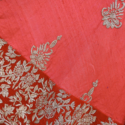 Indian Red Raw Silk Hand Embroidered Lehenga/skirt by Abdul Halder Heavy Zardozi Designer Wedding Outfit Pre-Owned Couture