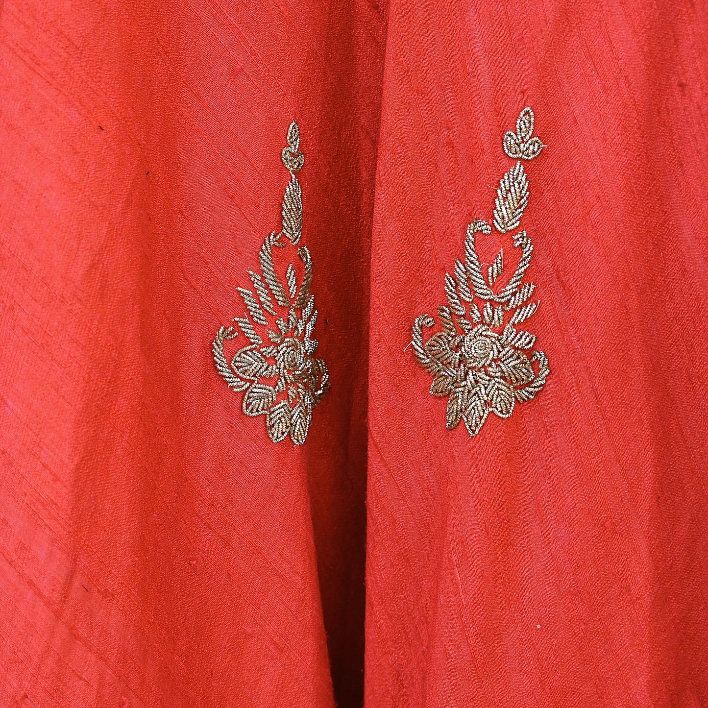 Indian Red Raw Silk Hand Embroidered Lehenga/skirt by Abdul Halder Heavy Zardozi Designer Wedding Outfit Pre-Owned Couture