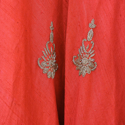 Indian Red Raw Silk Hand Embroidered Lehenga/skirt by Abdul Halder Heavy Zardozi Designer Wedding Outfit Pre-Owned Couture